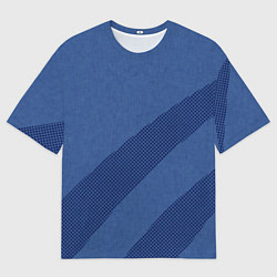 Футболка оверсайз мужская Синий текстурный с полосой, цвет: 3D-принт