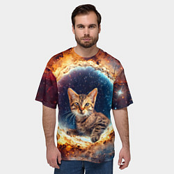 Футболка оверсайз мужская Сингапурская кошка в космосе, цвет: 3D-принт — фото 2