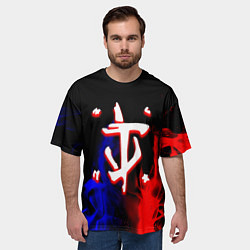 Футболка оверсайз мужская Doom flame neon, цвет: 3D-принт — фото 2