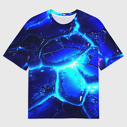 Футболка оверсайз мужская Синие плиты лед, цвет: 3D-принт