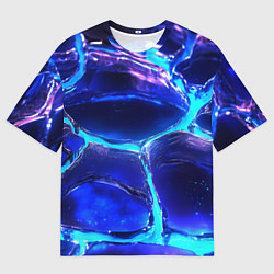 Футболка оверсайз мужская Объемные плиты в неоновом свечение, цвет: 3D-принт