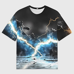 Футболка оверсайз мужская Разряд молний текстура, цвет: 3D-принт
