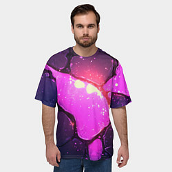 Футболка оверсайз мужская Розовая текстура разлом плит, цвет: 3D-принт — фото 2