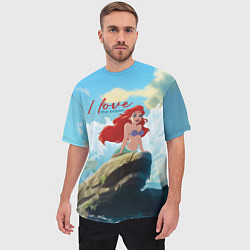 Футболка оверсайз мужская Ariel I love the ocean - русалка - beautiful big p, цвет: 3D-принт — фото 2