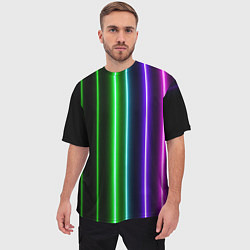 Футболка оверсайз мужская Neon lines, цвет: 3D-принт — фото 2