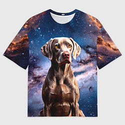 Футболка оверсайз мужская Веймаранер в космосе, цвет: 3D-принт