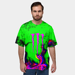 Футболка оверсайз мужская Monster Energy flame, цвет: 3D-принт — фото 2