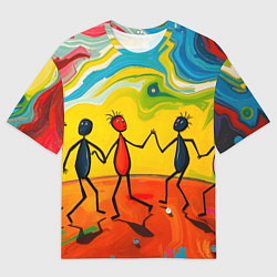 Футболка оверсайз мужская Дружба человечков, цвет: 3D-принт