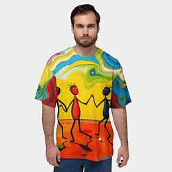 Футболка оверсайз мужская Дружба человечков, цвет: 3D-принт — фото 2