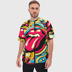 Футболка оверсайз мужская Rolling Stones logo - pop art pattern, цвет: 3D-принт — фото 2