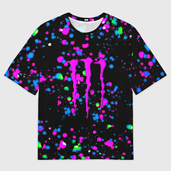 Футболка оверсайз мужская Monster energy неоновые краски, цвет: 3D-принт
