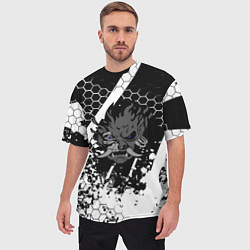 Футболка оверсайз мужская Samurai соты краски, цвет: 3D-принт — фото 2