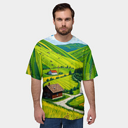 Футболка оверсайз мужская Русская душа и поле, цвет: 3D-принт — фото 2