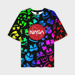 Футболка оверсайз мужская Marshmello x NASA gradient, цвет: 3D-принт