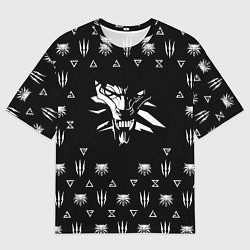 Футболка оверсайз мужская Ведьмак логотипы, цвет: 3D-принт