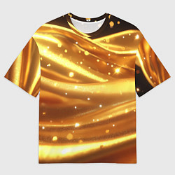 Футболка оверсайз мужская Золотая ткань с блестками, цвет: 3D-принт