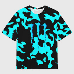 Футболка оверсайз мужская Monster energy камуфляж голубой, цвет: 3D-принт