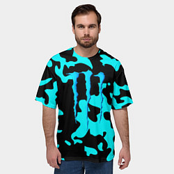 Футболка оверсайз мужская Monster energy камуфляж голубой, цвет: 3D-принт — фото 2