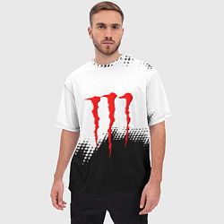 Футболка оверсайз мужская Monster energy чёрно белые краски, цвет: 3D-принт — фото 2