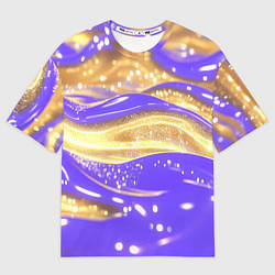 Футболка оверсайз мужская Фиолетово-золотая жидкая текстура, цвет: 3D-принт