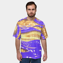 Футболка оверсайз мужская Фиолетово-золотая жидкая текстура, цвет: 3D-принт — фото 2