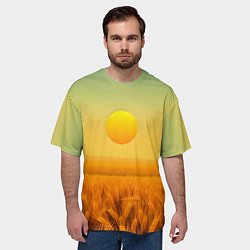 Футболка оверсайз мужская Закат над пшеничным полем, цвет: 3D-принт — фото 2