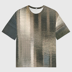 Футболка оверсайз мужская Размытые серо-бежевые полосы, цвет: 3D-принт