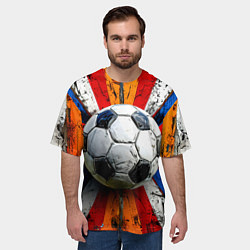 Футболка оверсайз мужская Футбольный мяч в ярких линиях, цвет: 3D-принт — фото 2