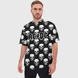 Футболка оверсайз мужская AC DC rock skull, цвет: 3D-принт — фото 2