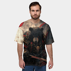 Футболка оверсайз мужская Самурай медведь, цвет: 3D-принт — фото 2