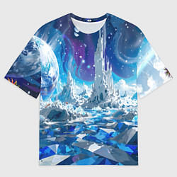 Мужская футболка оверсайз Космический фантастический пейзаж
