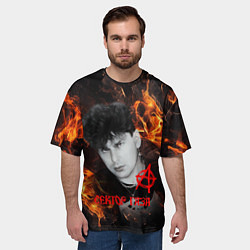 Футболка оверсайз мужская Сектор газа огненный фон, цвет: 3D-принт — фото 2