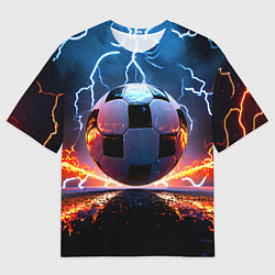 Футболка оверсайз мужская Футбольный мяч в молниях, цвет: 3D-принт