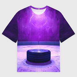 Футболка оверсайз мужская Шайба в фиолетовом, цвет: 3D-принт