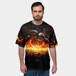 Футболка оверсайз мужская Кикбоксеркие перчатки в огне, цвет: 3D-принт — фото 2
