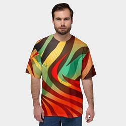 Футболка оверсайз мужская Жаркая полосатая абстракция, цвет: 3D-принт — фото 2
