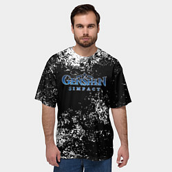 Футболка оверсайз мужская Genshin Impact брызги красок, цвет: 3D-принт — фото 2