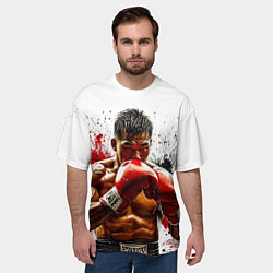 Футболка оверсайз мужская Тайский боксер на белом, цвет: 3D-принт — фото 2