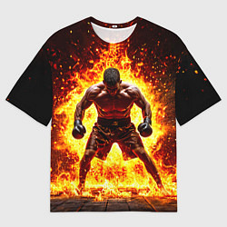 Футболка оверсайз мужская Боксер в огне, цвет: 3D-принт