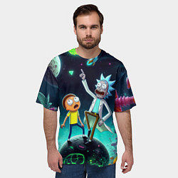 Футболка оверсайз мужская Рик и Морти на планете сказочных грибов, цвет: 3D-принт — фото 2