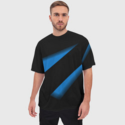 Футболка оверсайз мужская Color blue black line, цвет: 3D-принт — фото 2