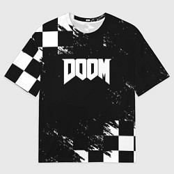 Футболка оверсайз мужская Doom краски клетка, цвет: 3D-принт