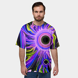 Футболка оверсайз мужская Абстрактный неоновый космос - чёрная дыра, цвет: 3D-принт — фото 2