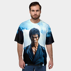 Футболка оверсайз мужская Брюс Ли в дыму, цвет: 3D-принт — фото 2
