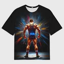 Футболка оверсайз мужская Греко-римский борец на черном, цвет: 3D-принт