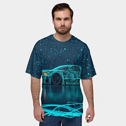 Футболка оверсайз мужская BMW неоновый фон, цвет: 3D-принт — фото 2