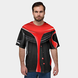 Футболка оверсайз мужская Красная и черная краска текстура, цвет: 3D-принт — фото 2