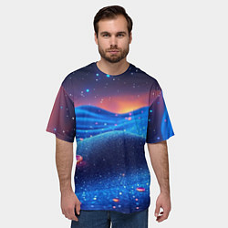 Футболка оверсайз мужская Синяя дюна - текстура, цвет: 3D-принт — фото 2
