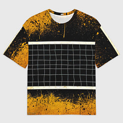 Футболка оверсайз мужская Волейбольная сетка на черном, цвет: 3D-принт