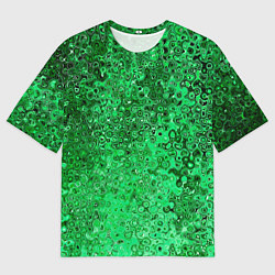 Мужская футболка оверсайз Зелёный малахит абстрактная текстура